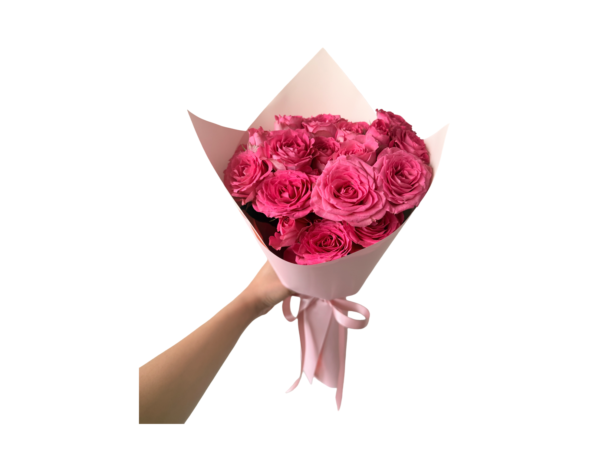 Rosé All Day – Pink Rose Handheld Wrapped Bouquet