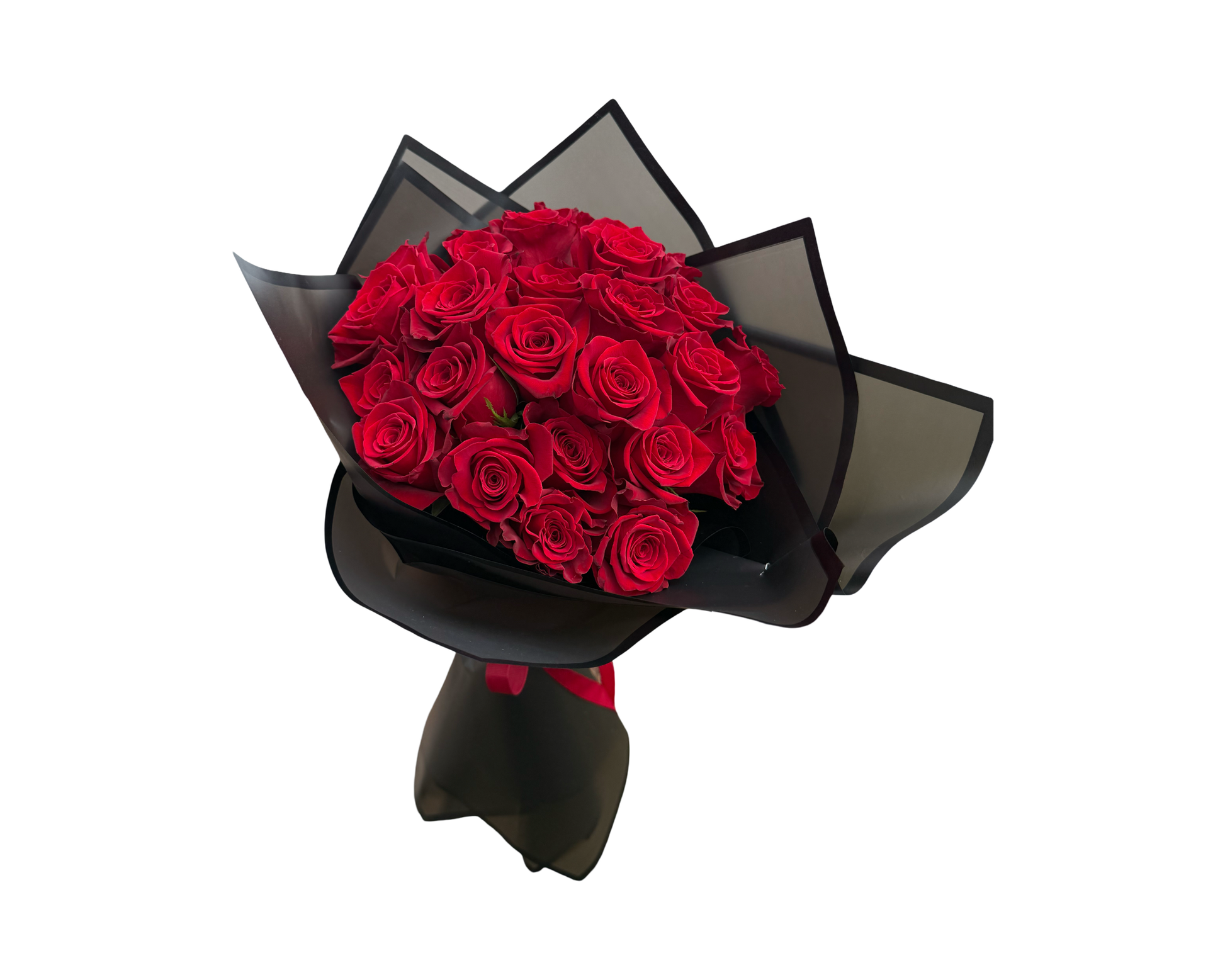 Midnight Romance – Luxe Red Rose Wrapped Bouquet