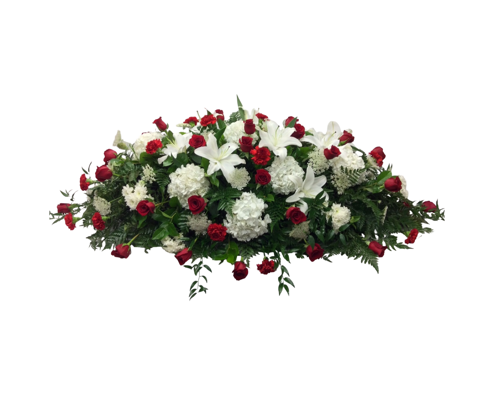Hearts & Honor Red and White Casket Spray