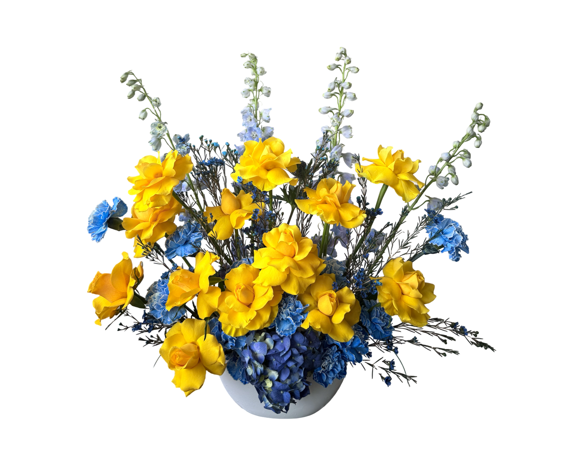 Sunlight & Sky – Yellow and Blue Luxury Floral Arrangement