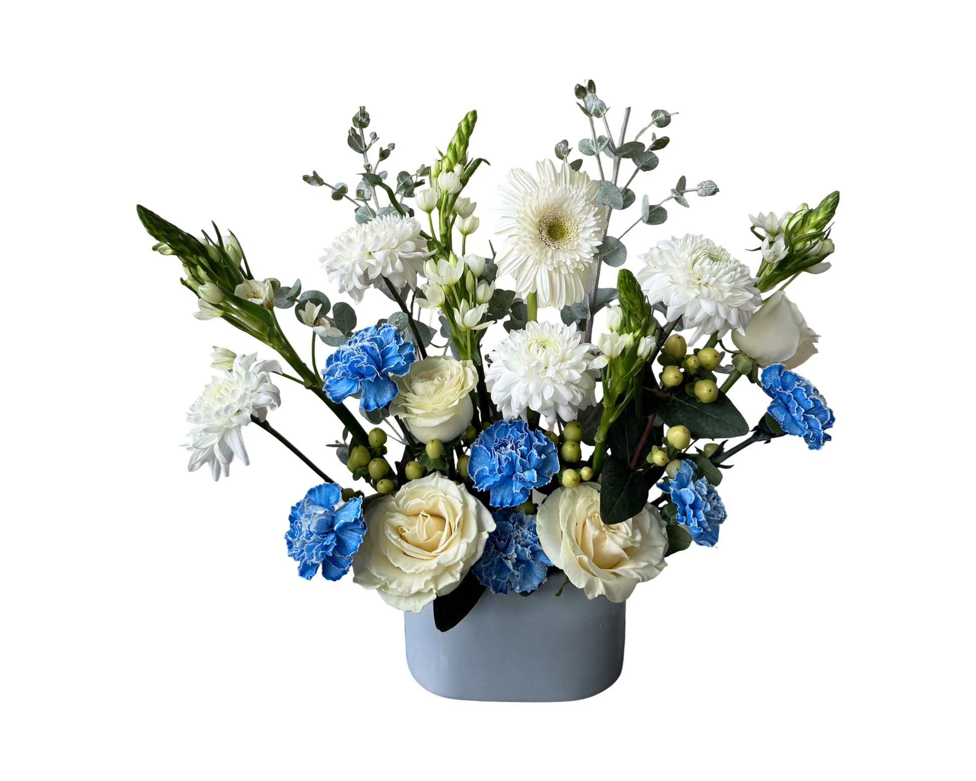 Tranquil Blue – White & Blue Modern Floral Arrangement