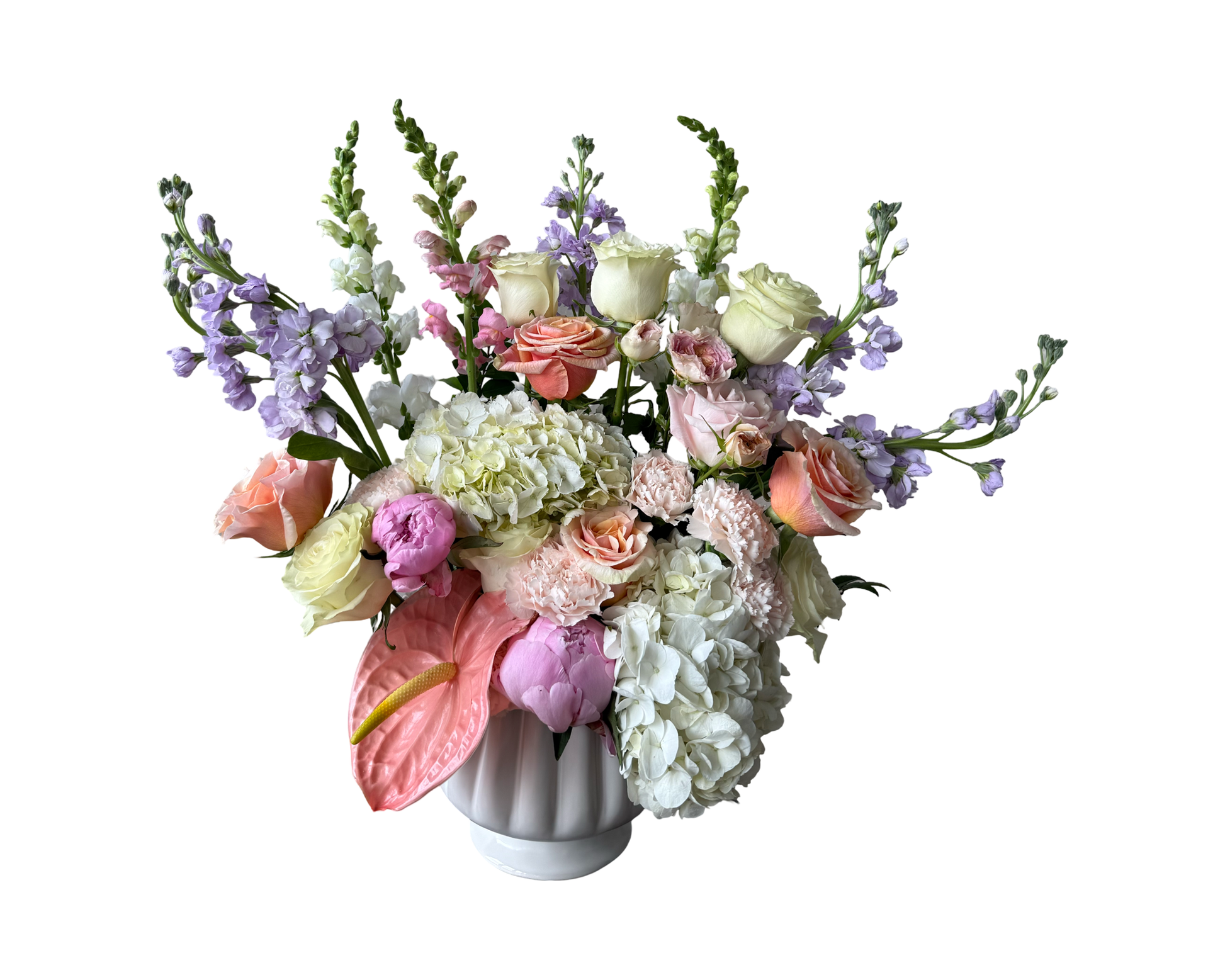 Poetic Blush – Sculpted Pastel Arrangement in Ceramic Vase