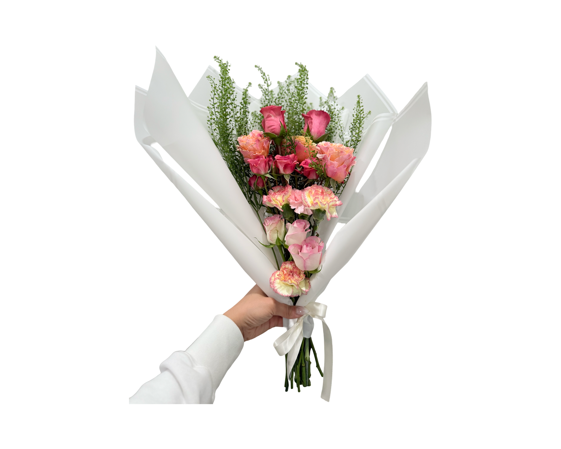 Sweet Bloom – Handheld Rose & Carnation Bouquet